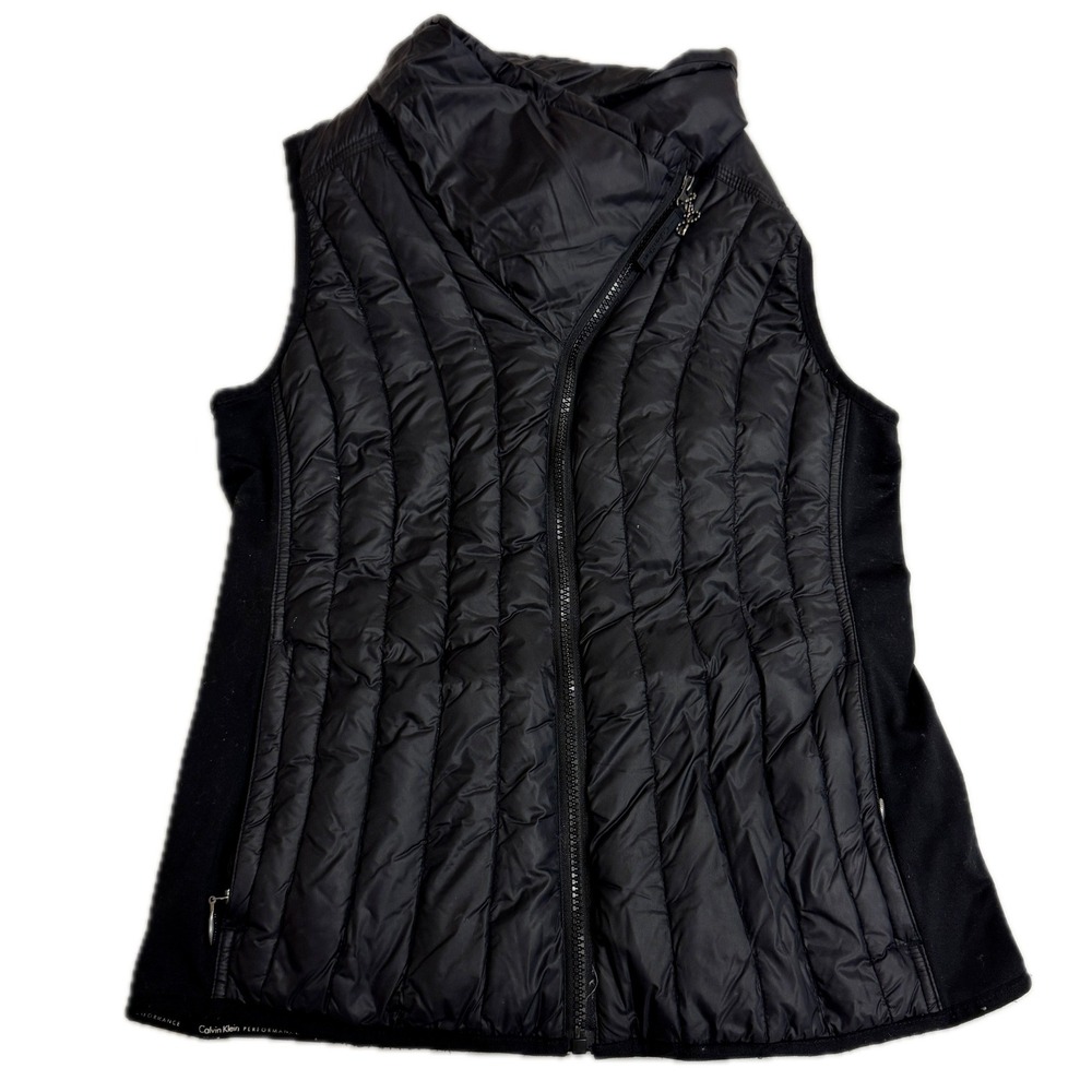Calvin‎ Klein Vest Womens Small Black Performance Puffer Zip Front Quilted